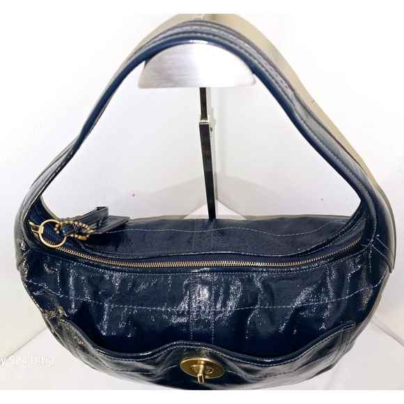 Coach Vintage Ergo Azul Blue Patent Leather Shoulder Bag - Picture 9 of 9